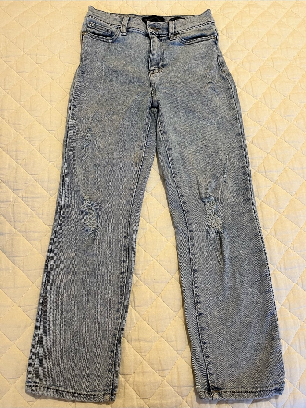 Kendall & Kylie Distressed Straight-Leg Jeans 1 25